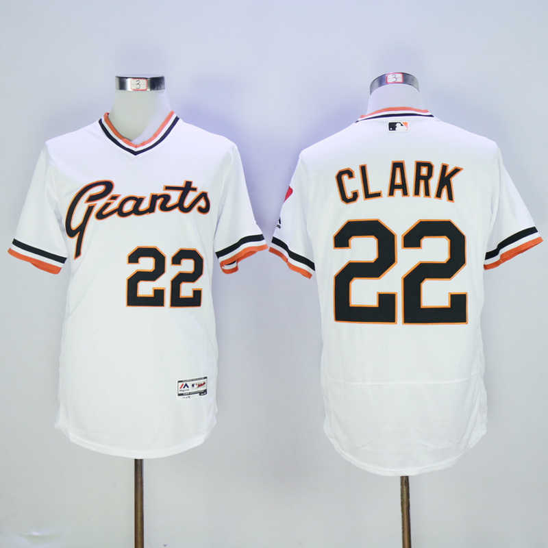 Men San Francisco Giants #22 Clark White Throwback Elite MLB Jerseys